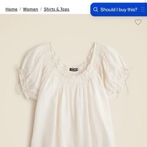 J. Crew Women's Smocked Ruffle Trim Top in Cotton Voile